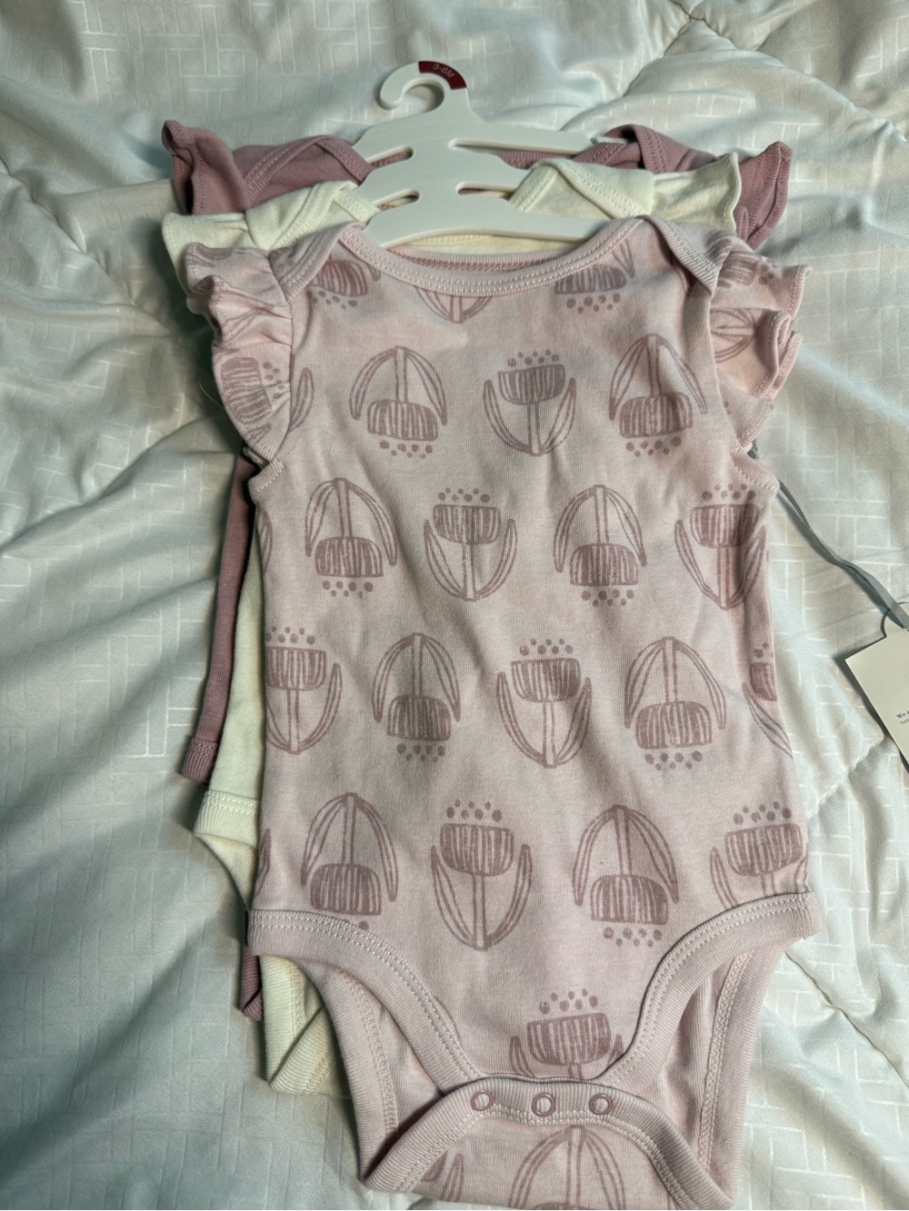 cloud island Pink Floral-Print Ruffle-Sleeve One-Piece Bodysuit